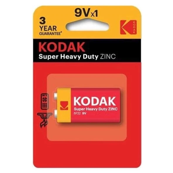 KODAK SUPER HEAVY DUTY ZINC 9V 6F22 ürün görseli 1