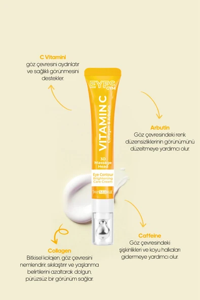 WEMARA VİTAMİN C & BRİGHTENİNG (SARI) MASAJ BAŞLIKLI GÖZ KREMİ 18 ML ürün görseli 1