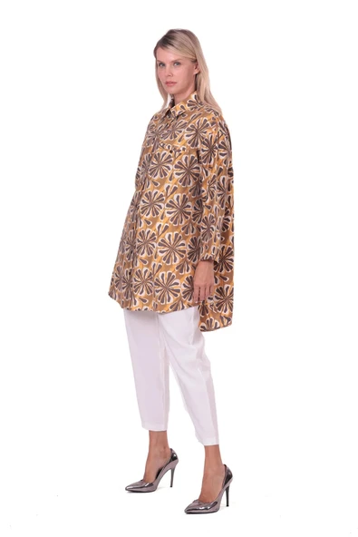 invee çicek desenli gomlek 7155 sari - Resim 2