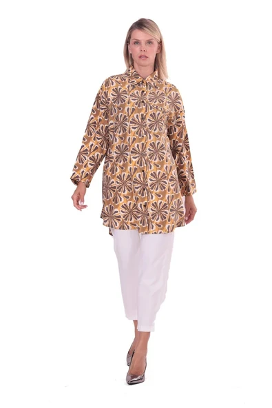 invee çicek desenli gomlek 7155 sari ürün görseli