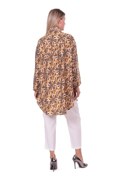 invee çicek desenli gomlek 7155 sari - Resim 4