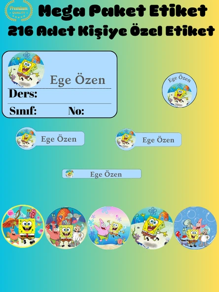 DeepCraft Mega Paket 216 Adet Okul Etiketi Premium Kişiye Özel Etiket - 2