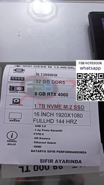 Msi Grafik Tasarım Bilgisayarı Laptop İ9 İşlemci 8gb ekran kartlı - 6