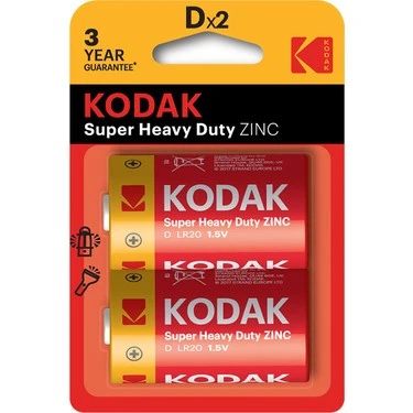 KODAK SUPER HEAVY DUTY ZİNC DX2 R20P 1,5VX2Lİ  KALIN PİL ürün görseli 1