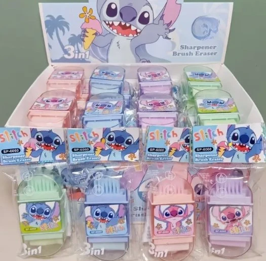 Disney Stitch Kalemtıraş Silgi Fırça 3'ü 1 arada Karikatür Stitch Rulo Kalem Ofis Malzemeleri - 3