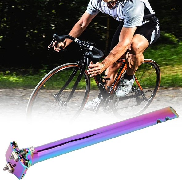 XBYC 676 Düz 27.2mm X 350mm Sele Borusu Bisiklet Koltuk Borusu Alüminyum Rainbow - 11