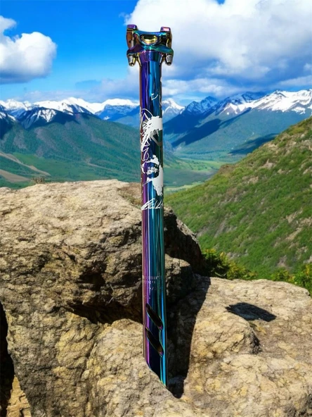 XBYC 676 Düz 27.2mm X 350mm Sele Borusu Bisiklet Koltuk Borusu Alüminyum Rainbow - 3