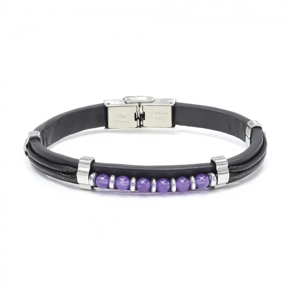 Ametist Taşlı Deri Bileklik 31831G6D3M ürün görseli 1