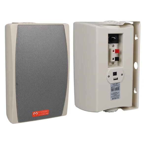 Magicvoice MV-24 13 CM 50 Watt Komütatörlü Hat Trafolu Krem Beyaz Sütun Hoparlör (2'Li Takım) - 2