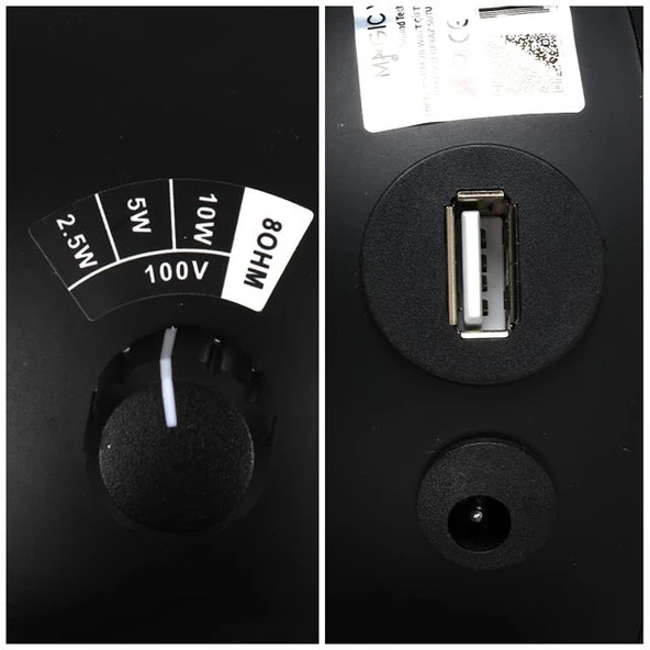 Magicvoice MV-13 7.5 CM 20 Watt Komütatörlü Hat Trafolu Siyah Sütun Sarkık Hoparlör (2'Li Takım) - 4