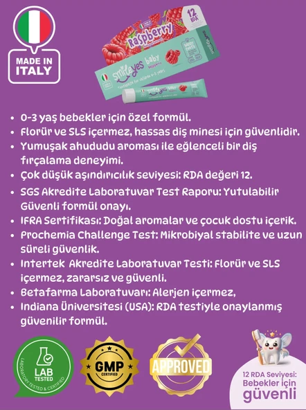 Smileyes Baby Diş Macunu 0-3 Yaş 30 ml Raspberry - 5