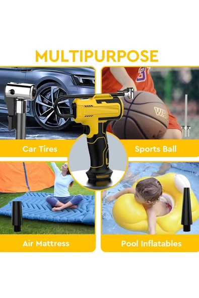 Auhma A6666  Dijital LCD Ekranlı 3600mAh Hava Kompresörü | Şişirme Pompası - 4