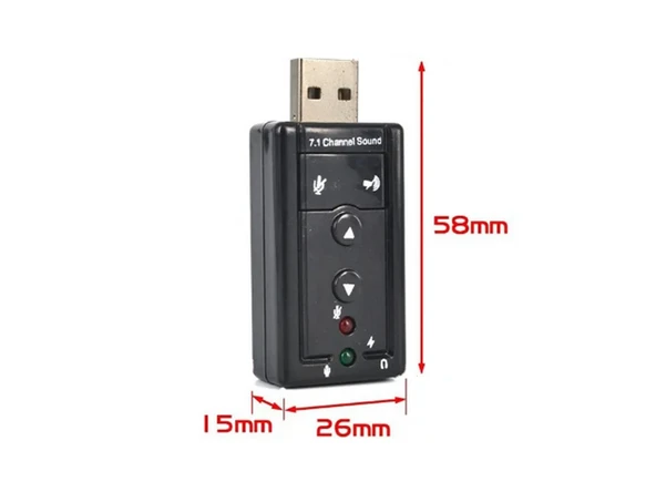 7.1 USB Stereo Ses Adaptörü , Harici Ses Kartı, PC ve Dizüstü Bilgisayar için 3D USB Ses Adaptörü, - 4
