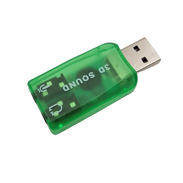 5.1 USB Stereo Ses Adaptörü , Harici Ses Kartı, PC ve Dizüstü Bilgisayar için 3D USB Ses Adaptörü, - Resim 2