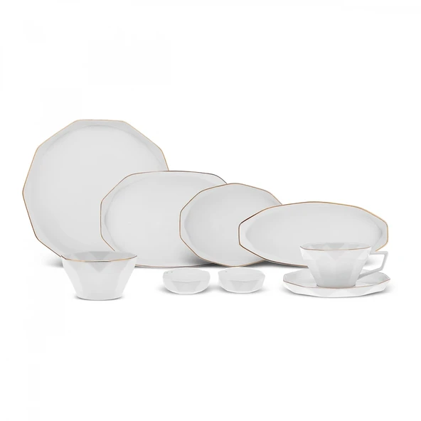 Karaca Stream Bone Elmas 34 Parça 6 Kişilik Kahvaltı Takımı Gold - Resim 2