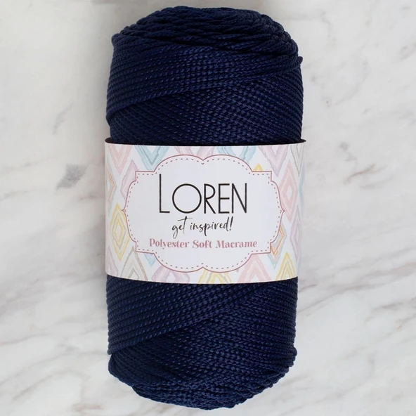 Loren Polyester Soft Macrame Koyu Lacivert El Örgü İpi - LM030 - 34436 ürün görseli 1