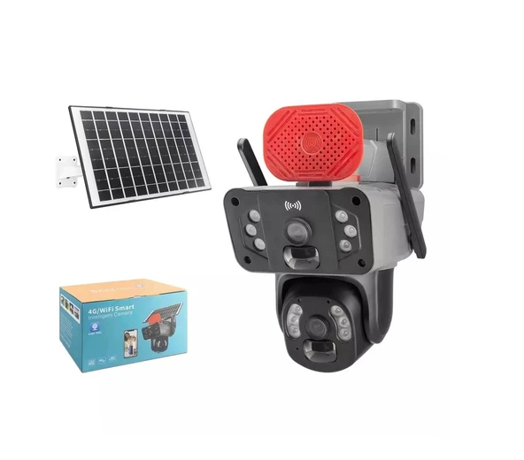 Nodar X5-Tech Yt-58G Solar Güneş Enerjili Sim Kartlı  SD Kart Girişli İp Kamera 2*3Mp Lens V380 Pro ( Elektriğe Gerek Yoktur )