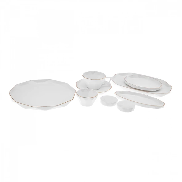 Karaca Stream Bone Elmas 34 Parça 6 Kişilik Kahvaltı Takımı Gold - Resim 10