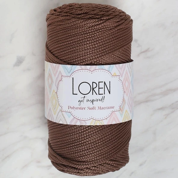 Loren Polyester Soft Macrame Kahverengi El Örgü İpi - LM032 - 34438 ürün görseli 1