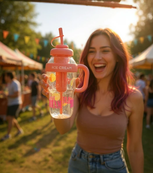 1300 ml Kulplu Suluk Matara Detox ve Soğuk İçecek Şişesi Pipetli Suluk Taşınabilir BPA içermez