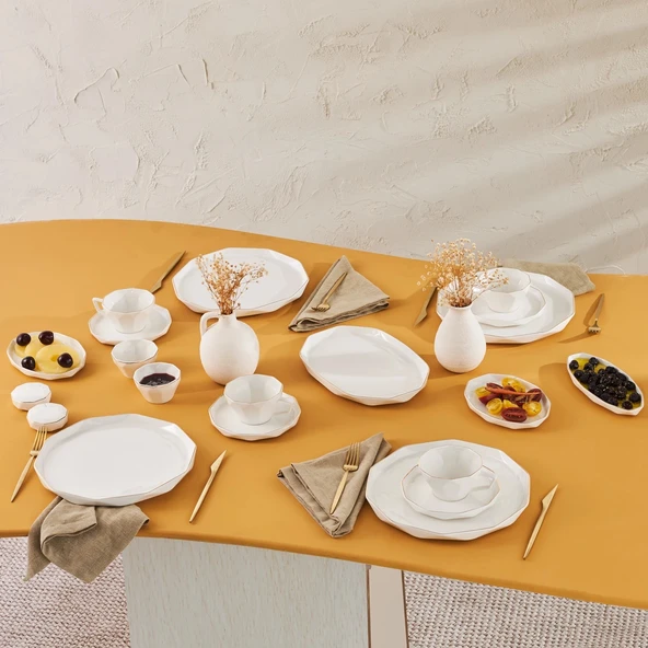 Karaca Stream Bone Elmas 34 Parça 6 Kişilik Kahvaltı Takımı Gold ürün görseli 1