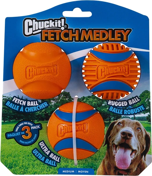 Chuckit! Fetch Medley Orta Boy Top 3'lü Paket (3. Nesil) Köpek Oyuncağı - 2