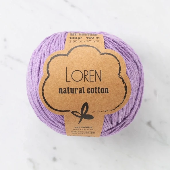 Loren Natural Cotton Lila El Örgü İpi - R020 - 33920 ürün görseli 1