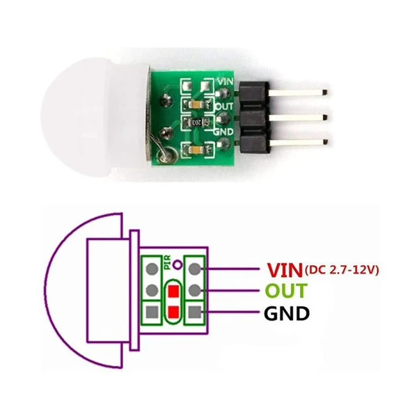 Mini PIR Dedektörü Sensör AM312 - Resim 3