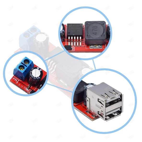 Dual USB Soket Output 9V/12V/24V/36V to 5VDC-DC 3A Step-Down Araç Şarj - Resim 5