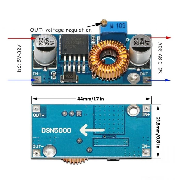 Step-Down Güç Modülü 5A XL4005 4015 DC-DC Çıkış Ayarlanabilir - Resim 5