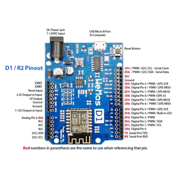 WeMos D1 WiFi UNO ESP8266 - Resim 6