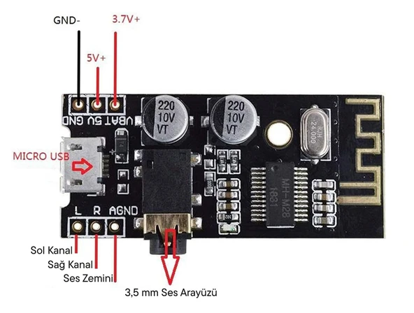 MH-MX8 Kablosuz Ses Modülü Audio Wireless Bluetooth Module - Resim 3