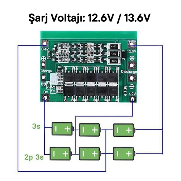 3 strings 11.1V 12.6V 18650 Lityum Batarya Koruma Devresi - Resim 5