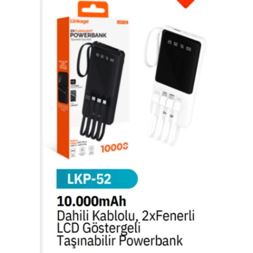 Lkb52 dahili kablo 10000 mah 2 x fenerli, LED gösterge - Resim 2