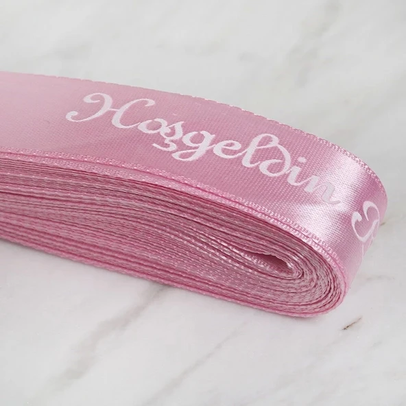 Loren Crafts 2cm 10 mt Pembe Saten Hoşgeldin Bebek - Resim 2