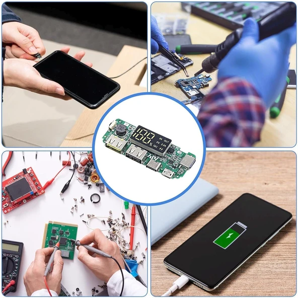 18650 Lityum Pil Şarj Modülü Dijital Göstergeli 5V2.4A 2A 1A Dual USB Çıkış - Resim 5