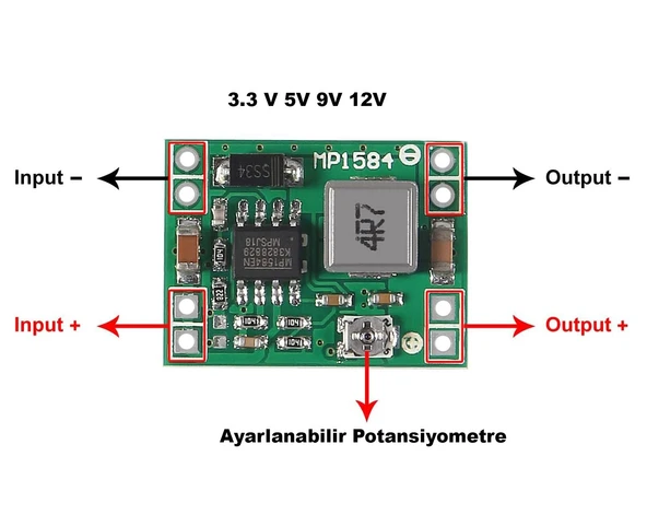 MP1584EN DC-DC 3A Ayarlanabilir Güç Voltaj Düşürücü - Resim 5