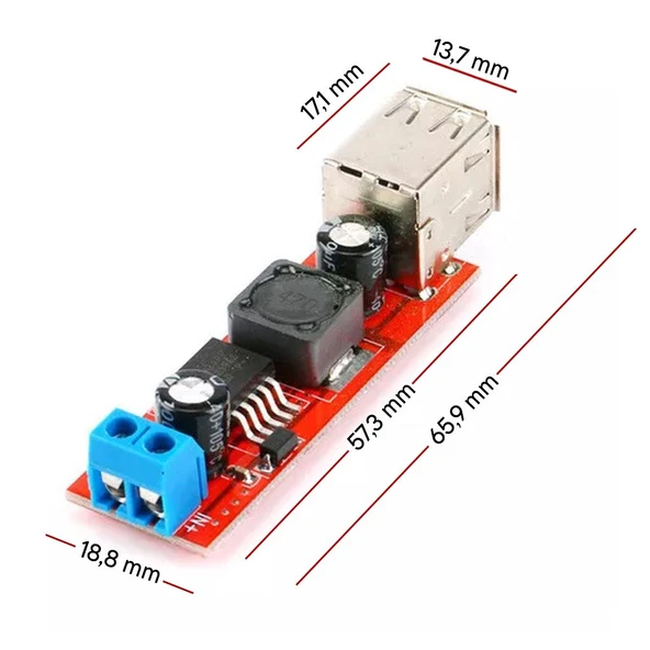 Dual USB Soket Output 9V/12V/24V/36V to 5VDC-DC 3A Step-Down Araç Şarj - Resim 4