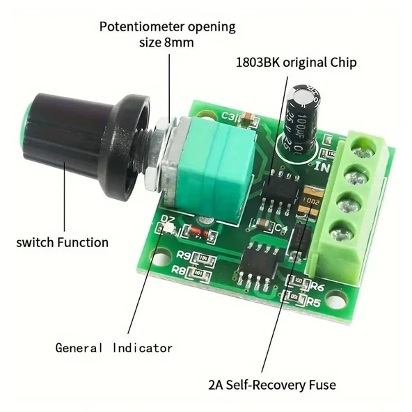 PWM DC Motor Hız Ayarlayıcı 1.8V 3V 5V 6V 12V Hız Regülator Düğmesi 2A 1803bk - Resim 4