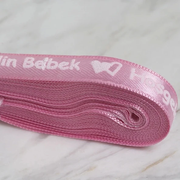 Loren Crafts 1cm 10 mt Pembe Saten Hoşgeldin Bebek - Resim 2