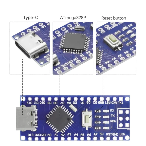 Nano V3.0 ATMEGA328P Type-C - Resim 3