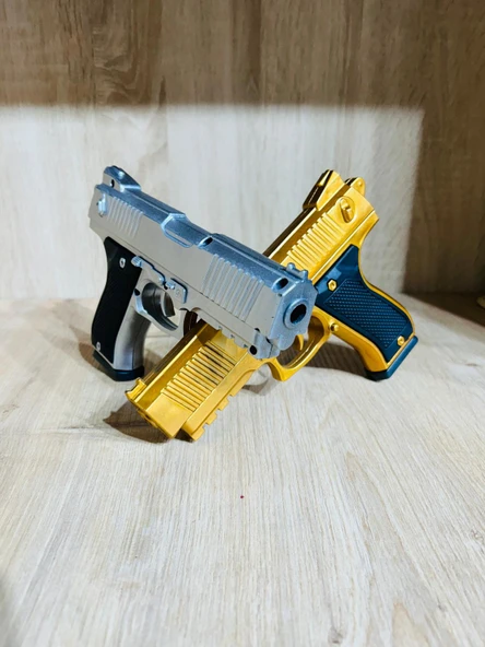 Boncuklu  Altın ve Gümüş Renk Boncuk Atan Silah 2 Adet + 2 Adet 9 cm Hedef +  21 Paket Boncuk - 2