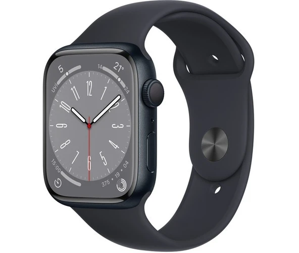 Apple Watch Series 8 GPS 45mm Gece Yarısı Alüminyum Kasa ve Spor Kordon Akıllı Saat