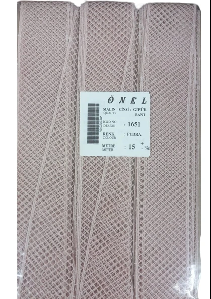 Dantel Polyester Güpür Bant Pudra 15 Metre En 3 cm ON-1651-PU ürün görseli 1
