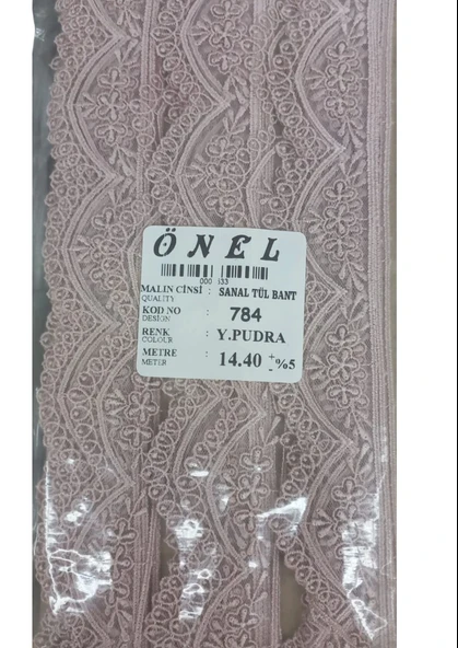 Dantel Polyester Sanal Tül Bant Y.Pudra 14,40 Metre En 3 cm ON-784-PU ürün görseli 1