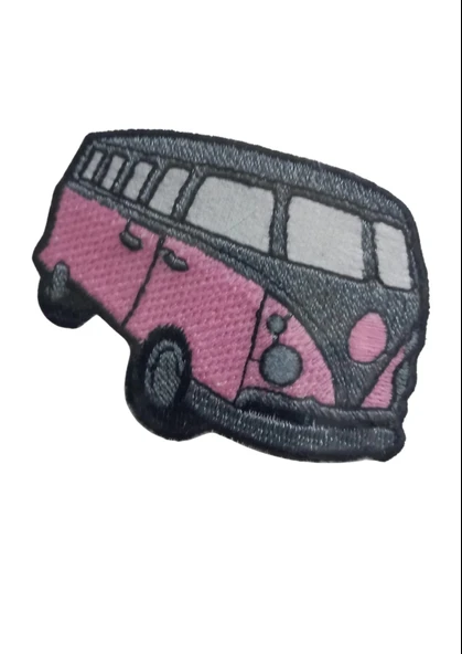 Aplike Ütü İle Yapışan Otobüs Pembe-Gri Arma 4x2,5 cm ürün görseli 1