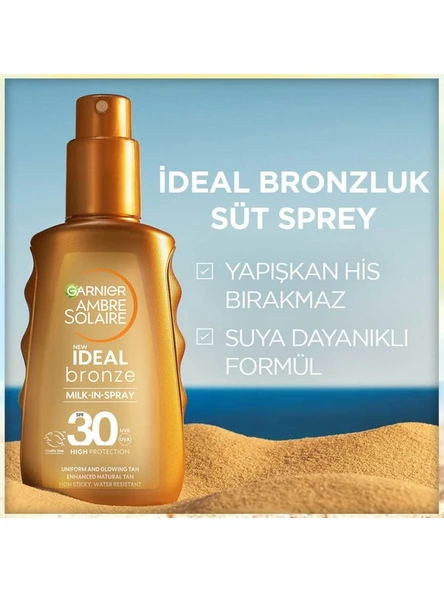 Garnier Ambre Solaire İdeal Bronzluk Güneş Koruyucu Sprey SPF30 150ML - Resim 3