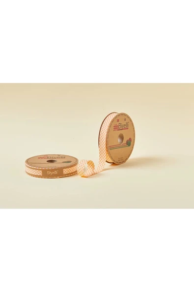 Biye Ekoseli Katlı E06 Turuncu 2 cm 25 Metre %65 Koton %35 Polyester ürün görseli 1