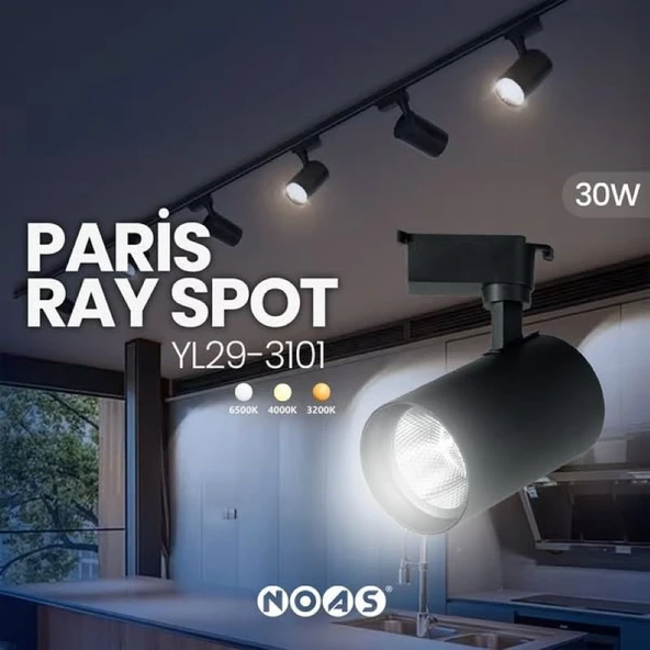 NOAS PARİS 30 W SİYAH KASA RAY SPOT-GÜNIŞIĞI 2700LM - Resim 2