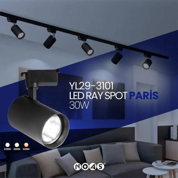NOAS PARİS 30 W SİYAH KASA RAY SPOT-GÜNIŞIĞI 2700LM - Resim 3